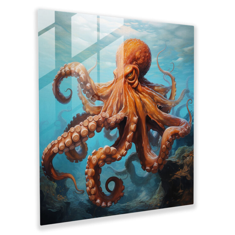 Majestic Octopus Glass Print - Octopus, Wall Decoration, Glass Print, Octopus