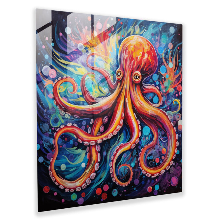Octopus Glass Print - Abstract Acrylic Octopus Wall Art - Octopus, Home Decoration, Wall Decoration, Glass Art