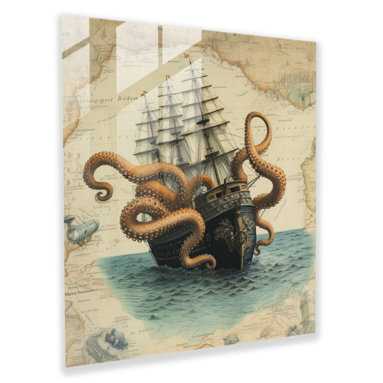 Octopus Glass Print - Nautical Octopus Wall Art - Octopus, Glass Print, Home Decoration, Wall Decoration