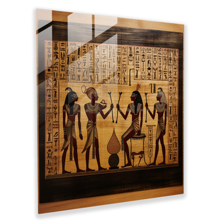 Handcrafted Papyrus Scroll Glass Print - Papyrus, Pharaoh, Home Decoration, Egyptian