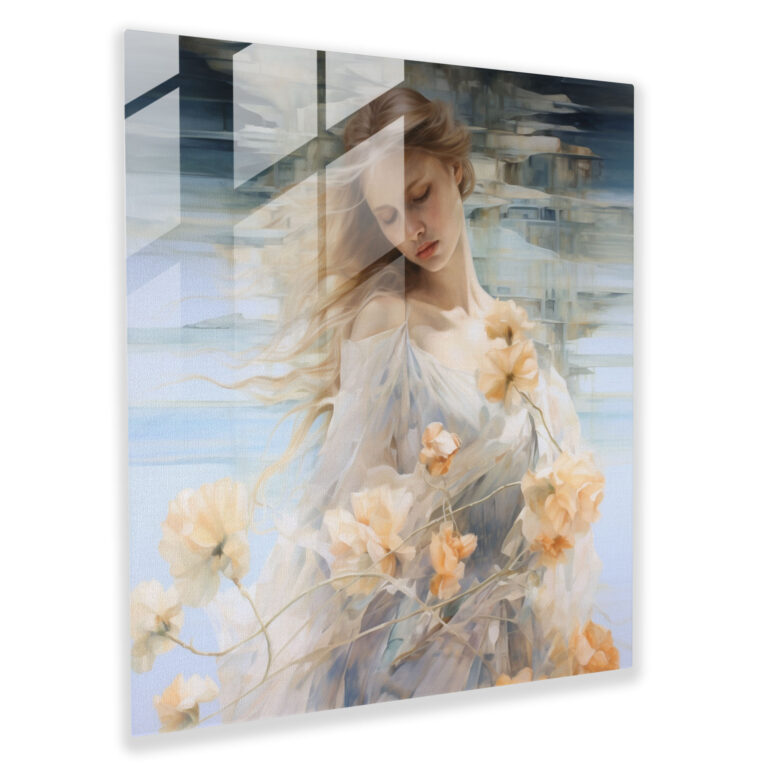 Papyrus Glass Print: Ethereal Tranquility - Papyrus, Watercolor Paintings, Translucent Papyrus Sheets, Glass Art