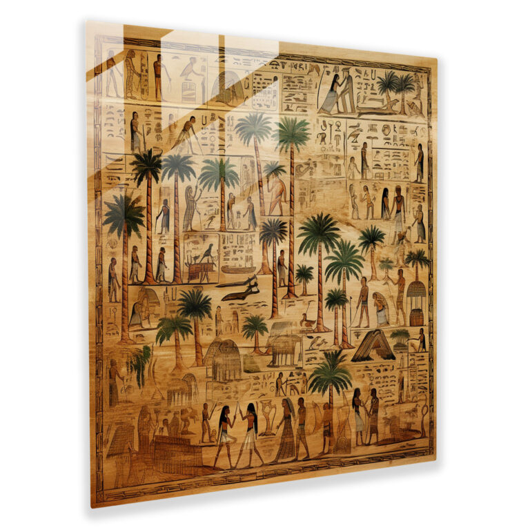 Papyrus Glass Print: Ancient Egyptian Hieroglyphics - Papyrus, Glass Print, Modern Art, Home Decoration