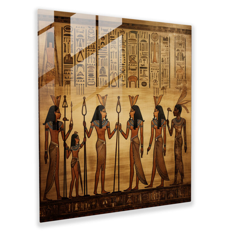 Papyrus Glass Print: Ancient Pharaohs - Papyrus, Grandeur, Wall Decoration, Glass Art