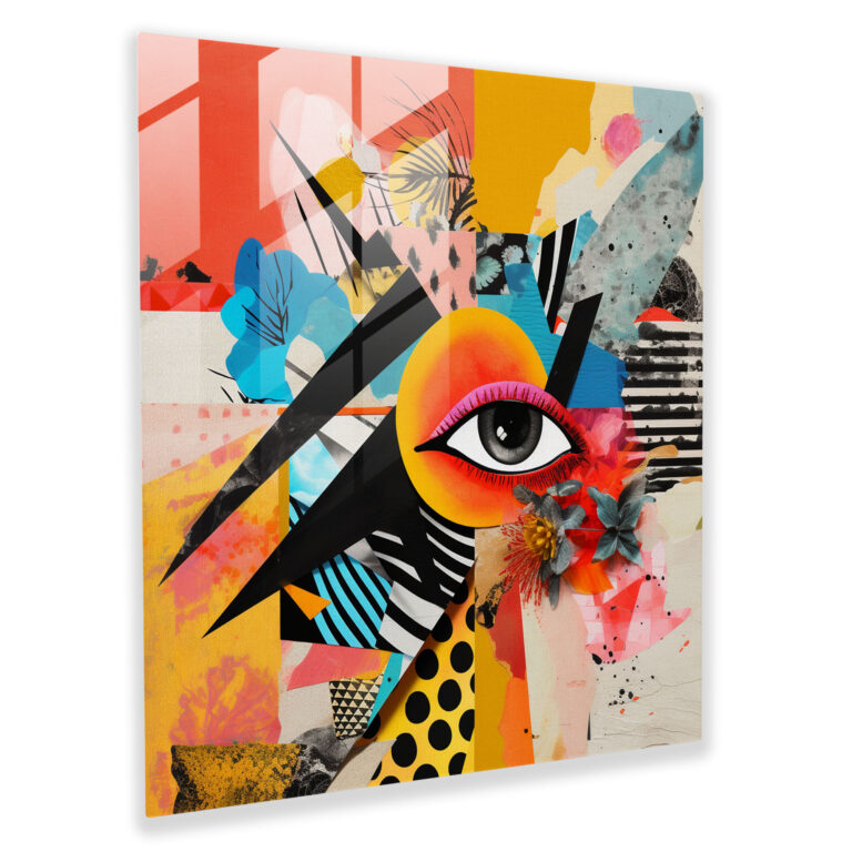 Vibrant Papyrus Glass Print - Papyrus, Vibrant, Abstract Collage, Glass Art