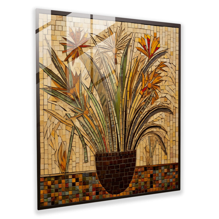 Mosaic Papyrus Glass Print - Papyrus, Wall Decoration, Home Decoration, Glass Wall Art