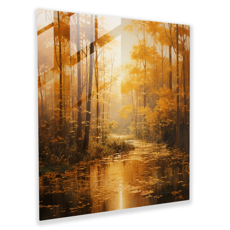 Golden Papyrus Glass Print - Papyrus, Modern Art, Home Decoration, Realistic Oil Painting