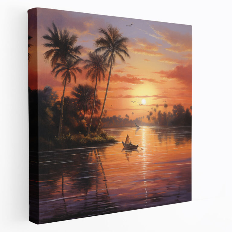 Papyrus Canvas Print - Serene Nile River Landscape Wall Art - Papyrus, Papyrus Canvas Print, Sunset, Wall Art
