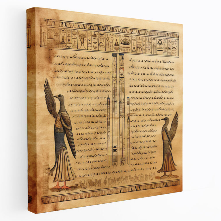 Exotic Papyrus Wall Decoration - Ancient Egyptian Symbols Canvas Print - Papyrus, Canvas, Ancient Egyptian Hieroglyphics, Wall Art