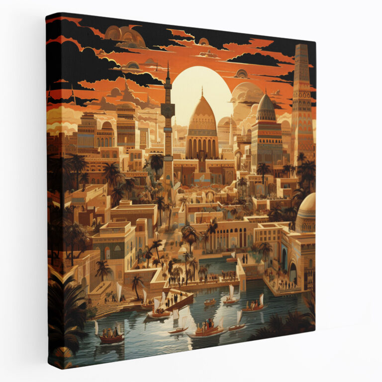 Papyrus Canvas Print - Ancient Egyptian Cityscape Wall Art - Papyrus, Wall Art, Canvas Wall Art, Wall Decoration