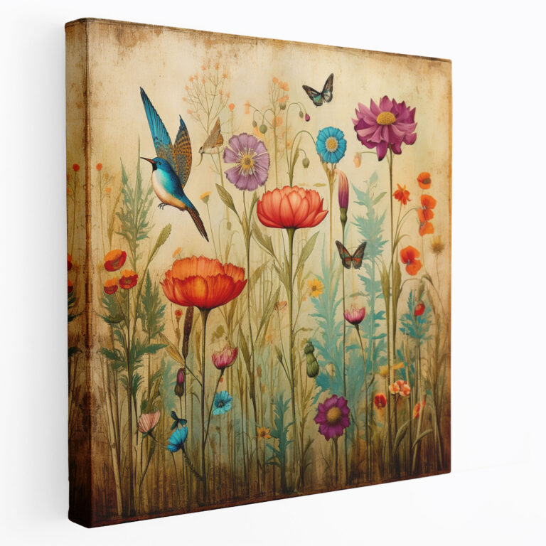 Floral Papyrus Canvas Print - Nature-Inspired Wall Art - Papyrus, Wall Decoration, Floral Motifs, Tranquility