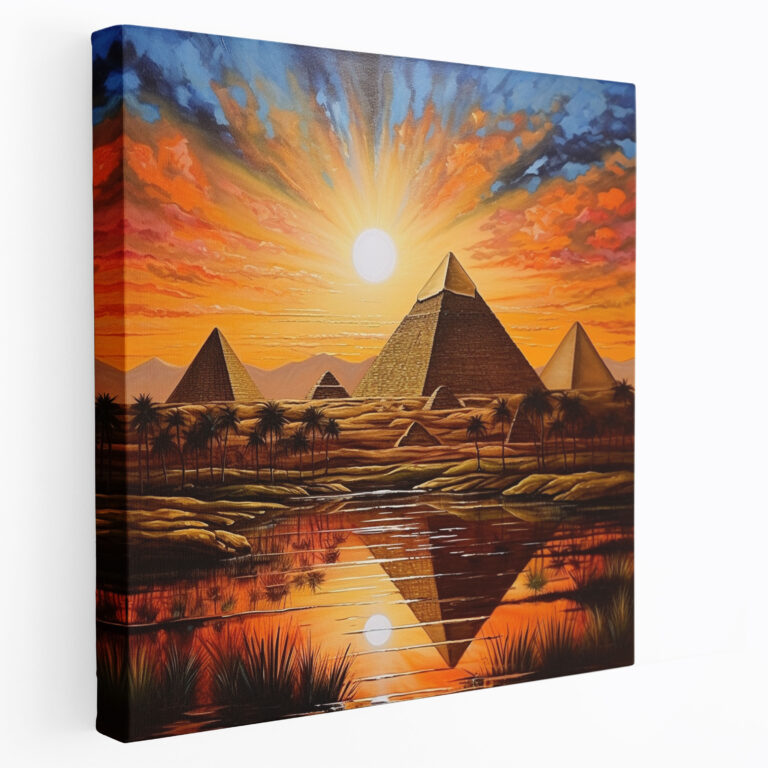 Papyrus Wall Art - Hand Painted Pyramids Of Giza - Papyrus, Papyrus, Home Decoration, Sunset