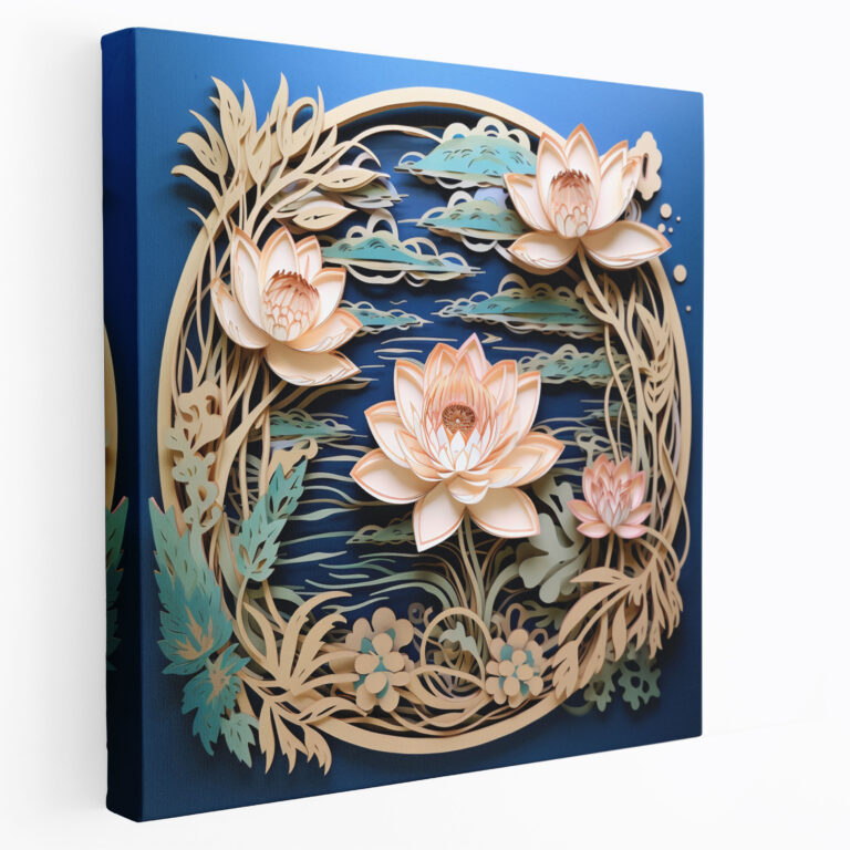 Papyrus Wall Decoration - Lotus Flower Cutout - Papyrus, Canvas, Home Decoration, Nature-Inspired