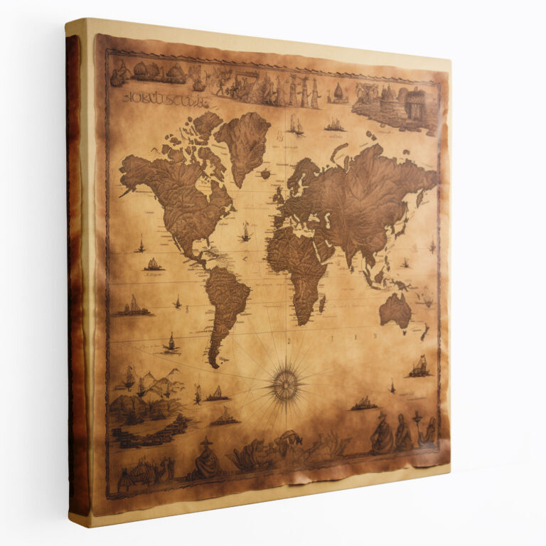 Papyrus Wall Art - Ancient World Map Replica - Papyrus, Nostalgia, Ancient World Map, Wall Decoration