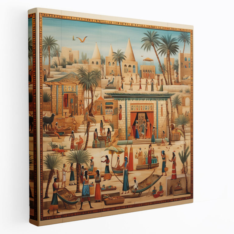 Egyptian Marketplace Papyrus Wall Decoration - Papyrus, Hustle And Bustle, Wall Decoration, Home Decoration