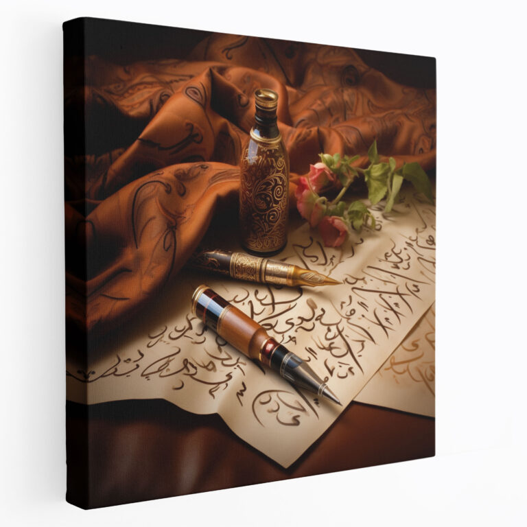Papyrus Wall Decoration - Elegant Calligraphy - Papyrus, Wall Decoration, Canvas Wall Art, Canvas