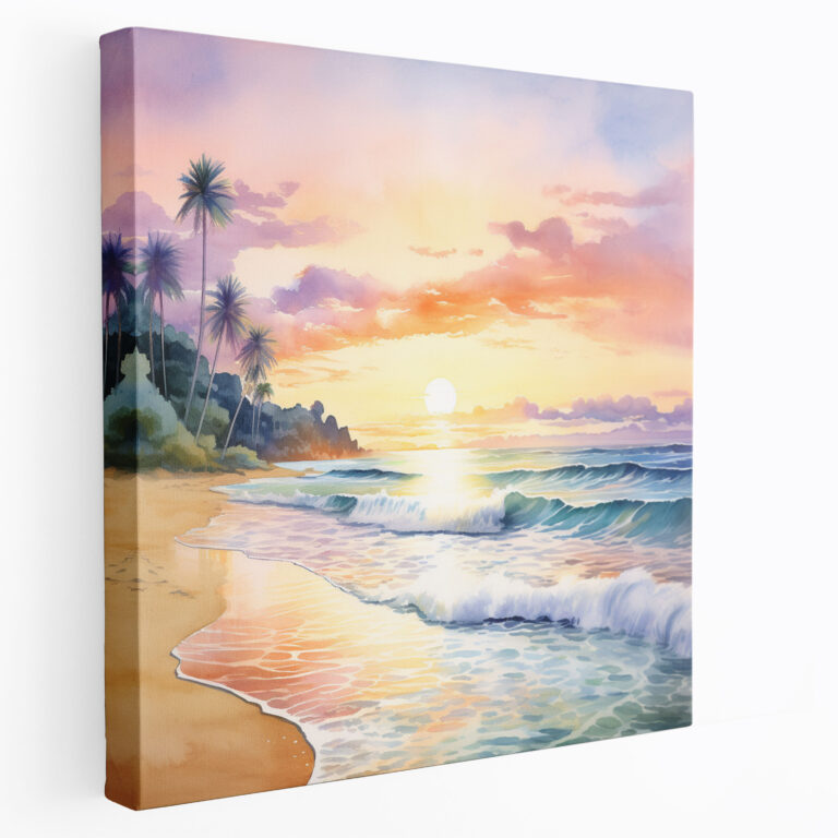 Pastel Wall Art - Beach Sunset Canvas Print - Pastel, Wall Art, Canvas Wall Art, Beach Sunset