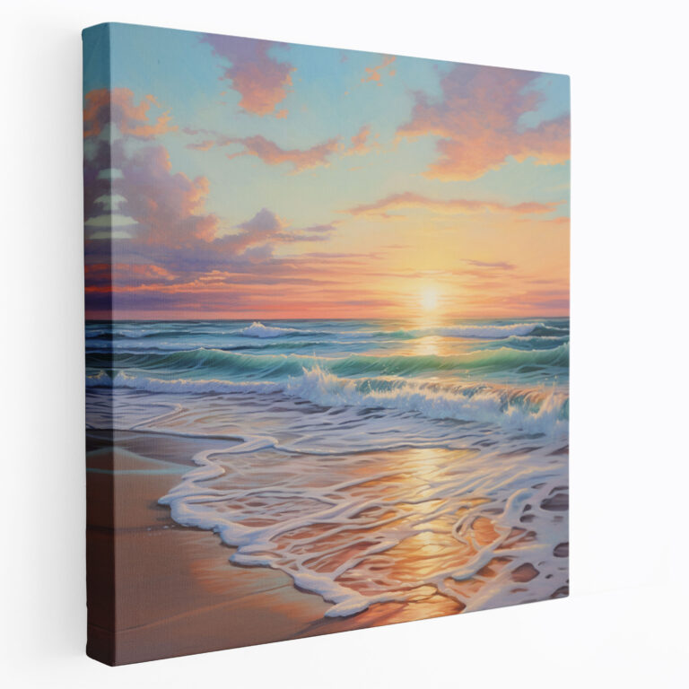 Pastel Beach Sunset Canvas Print - Dreamy Wall Art - Pastel, Pastel, Calm Sea, Beach Sunset