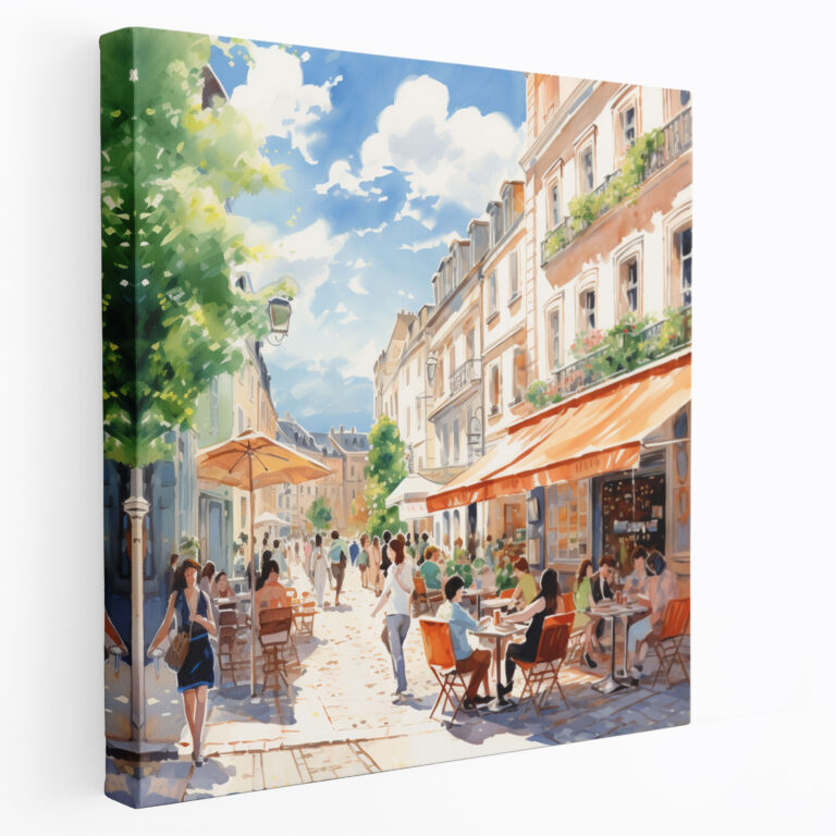 Pastel Café Scene Canvas Print - Charming Wall Art - Pastel, Wall Decoration, Canvas Print, Pastel