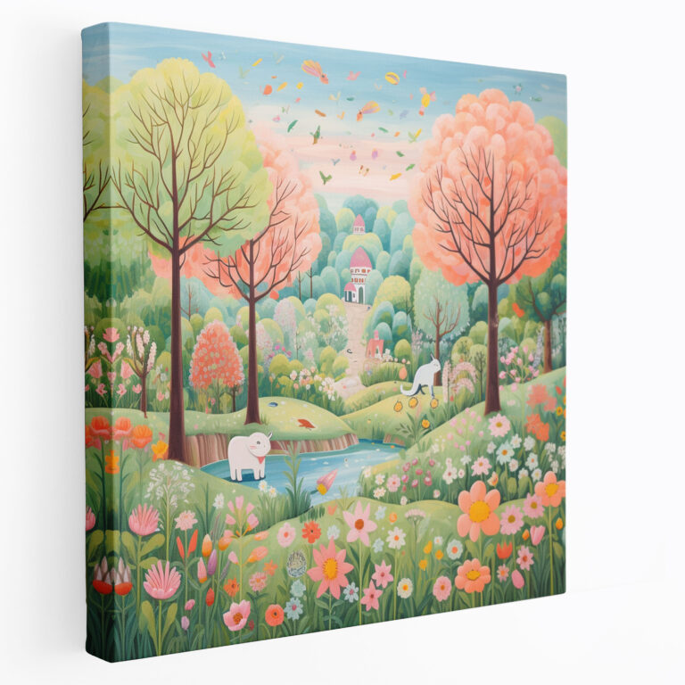 Pastel Garden Canvas Print - Delicate Wall Decoration - Pastel, Adorable Animals, Canvas Wall Art, Pastel