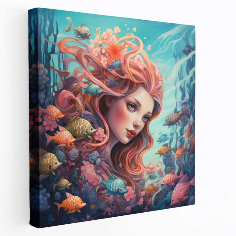 Pastel Mermaid Wall Decoration - Pastel, Underwater World, Canvas, Mermaid
