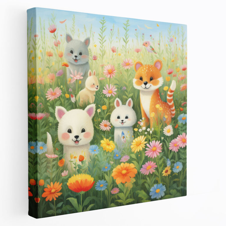 Whimsical Meadow Wall Art - Pastel, Animals, Meadow, Pastel