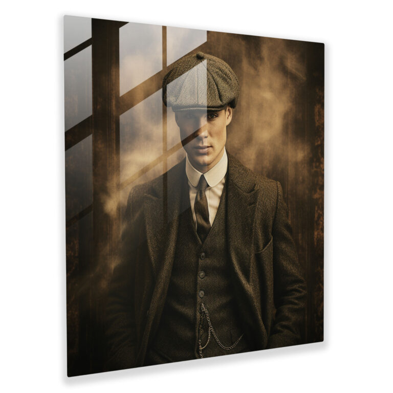 Peaky Blinders Glass Print - Infamous Cap - Peaky Blinders, Vintage Sepia, Wall Decoration, Home Decoration