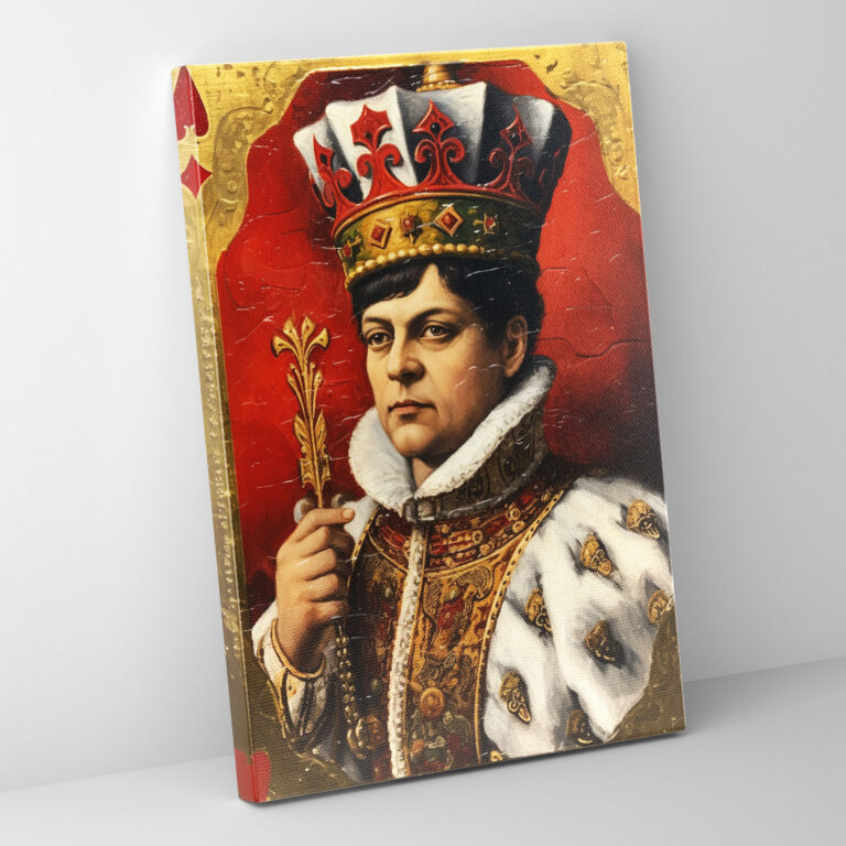 King Of Hearts Canvas Print - Realistic Oil Painting Wall Art - Playing Cards, Textures, Canvas Print, Home Decoration