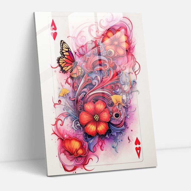 Playing Cards Glass Print - Playing Cards, Watercolor Illustration, Modern Art, Glass Wall Art