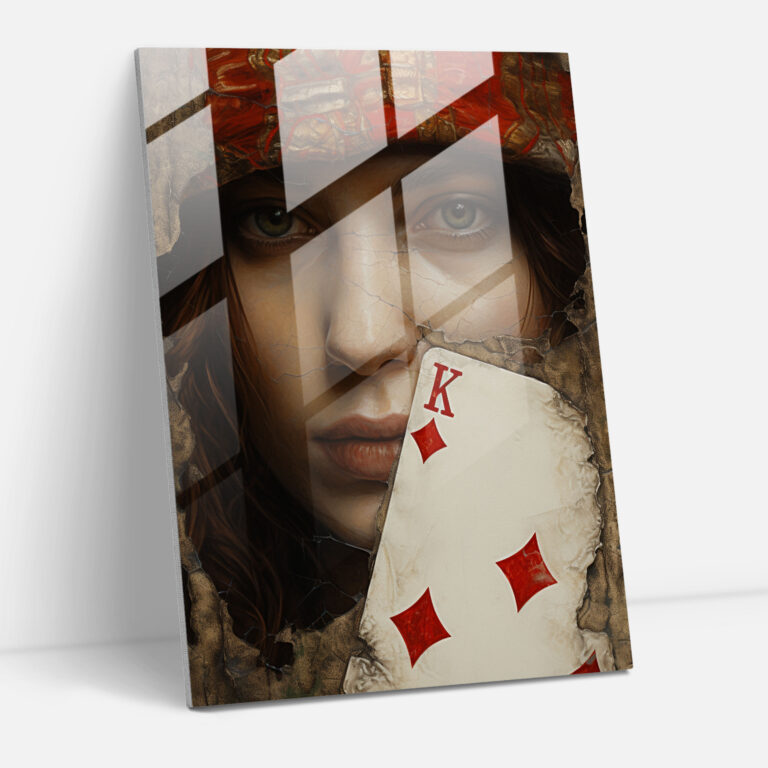 Playing Cards Glass Print - Playing Cards, Realistic Oil Portrait, Playing Cards, Glass Print