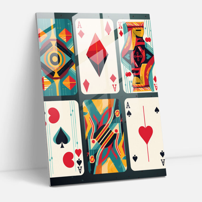 Glass Print Playing Cards - Playing Cards, Modern Art, Vibrant Colors, Retro Style
