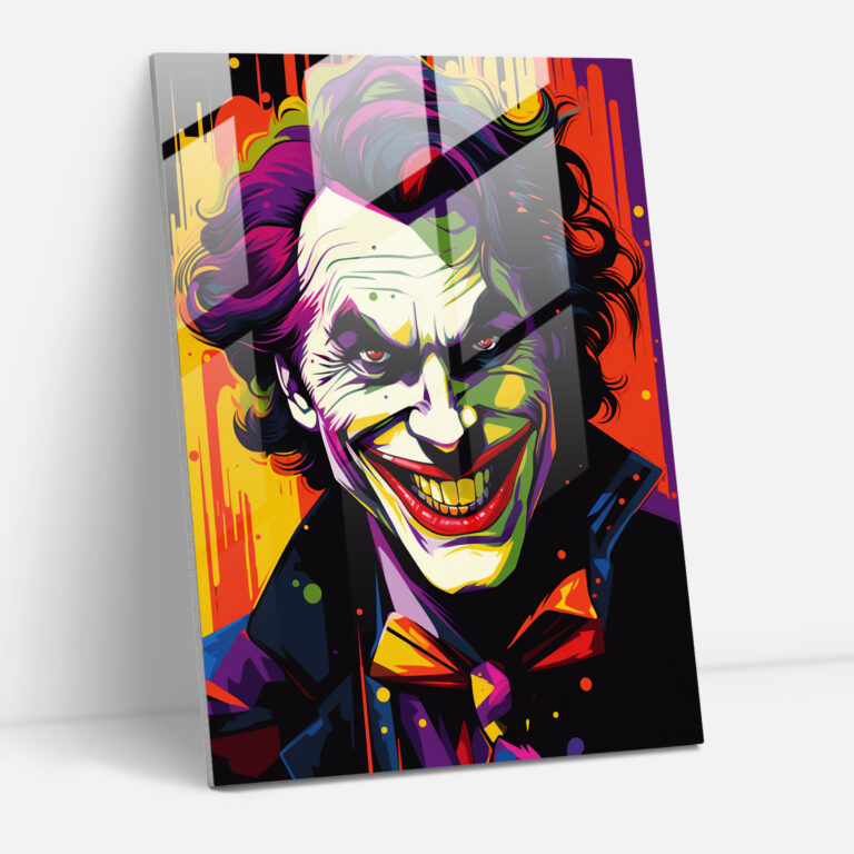Pop Art Joker Glass Print - Playing Cards, Joker Card, Home Decoration, Wall Decoration
