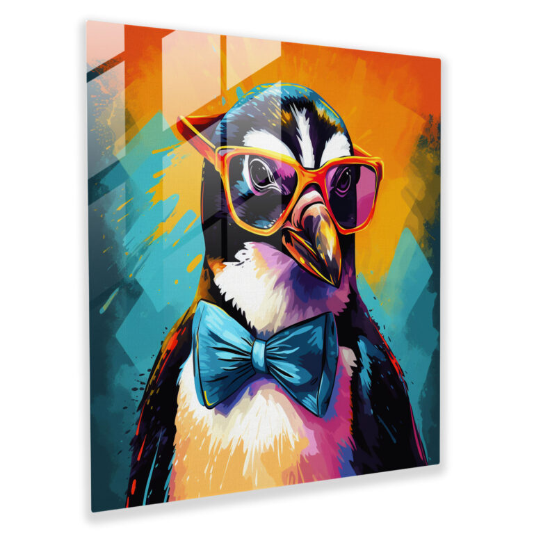 Glass Print - Cool Penguin - Penguin, Glass Art, Pop Art Illustration, Sunglasses