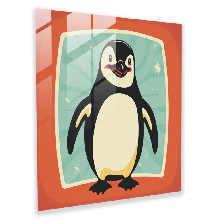 Glass Print - Happy Penguin - Penguin, Penguin, Wall Decoration, Glass Print