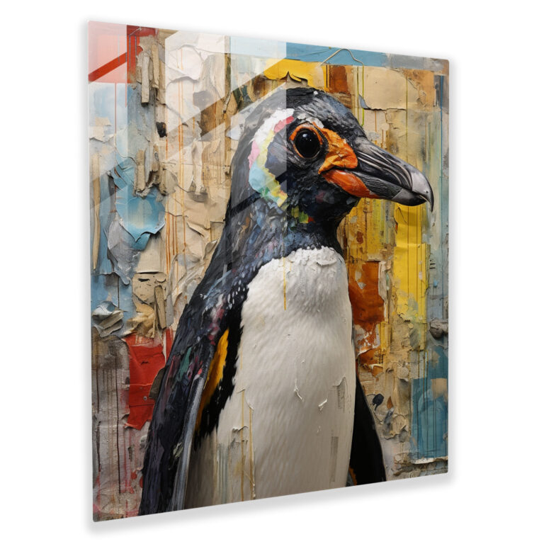 Glass Wall Art - Eclectic Penguin - Penguin, Glass Wall Art, Various Materials, Glass Print