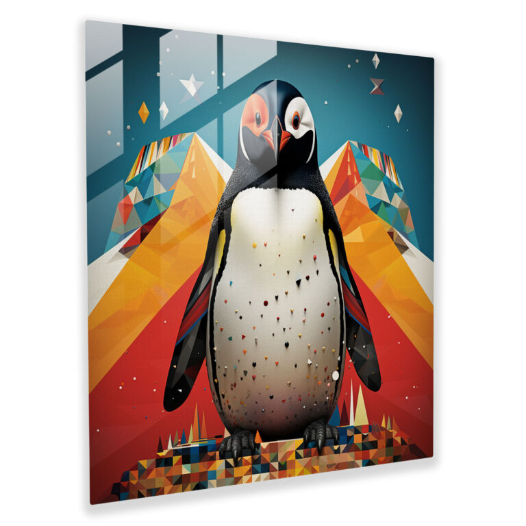 Penguin Glass Print - Contemporary Graphic Design, Home Decoration - Penguin, Modern Art, Stylized Penguin, Contemporary Graphic Design
