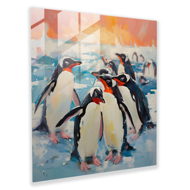 Penguin Glass Print - Impressionist Painting, Home Decoration - Penguin, Glass Wall Art, Impressionist Painting, Home Decoration