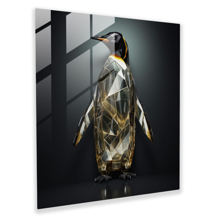 Geometric Glass Print - Penguin Composition - Penguin, Home Decoration, Geometric, Wall Decoration