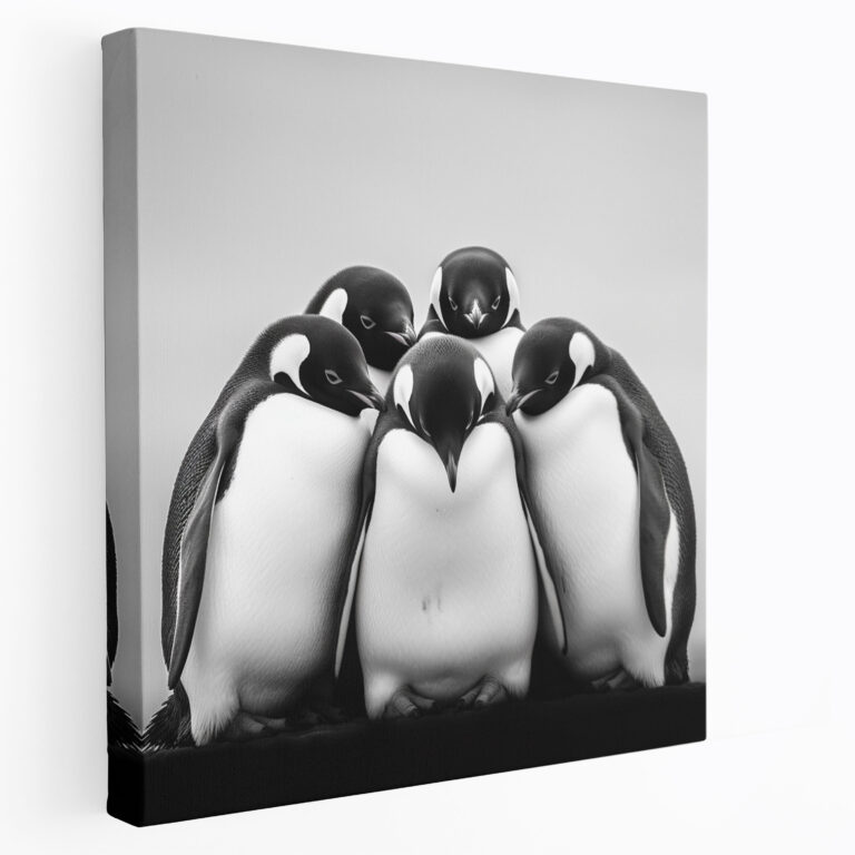Penguin Wall Art - Minimalistic Black And White Penguin Photograph - Penguin, Wall Art, Canvas Print, Minimalistic Penguin Art