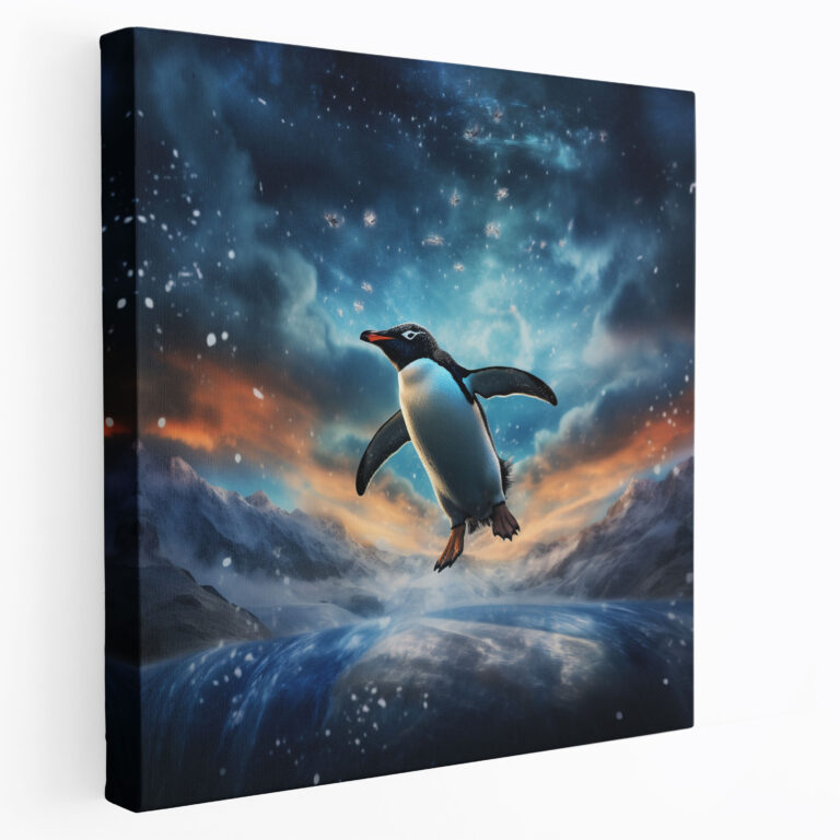 Penguin Wall Art - Surreal Digital Painting Of Flying Penguin - Penguin, Penguin Painting, Wall Art, Flying Penguin Art
