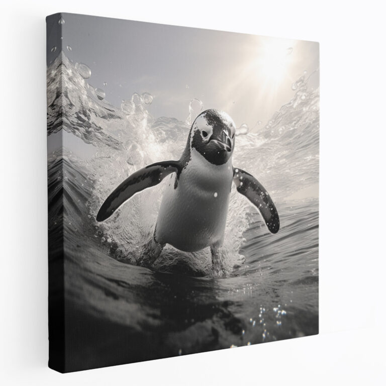 Penguin Canvas Print - Realistic Ocean Penguin - Penguin, Home Decoration, Ocean, Penguin