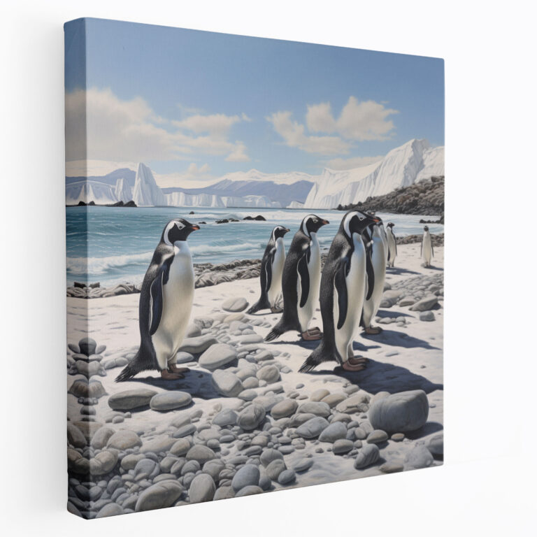 Penguin Canvas Print - Photorealistic Snowy Penguins - Penguin, Masterpiece, Wall Decoration, Home Decoration