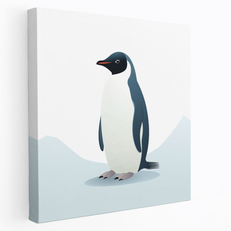 Minimalist Penguin Canvas Print - Graceful Solo Penguin - Penguin, Minimalist Illustration, Canvas Wall Art, Home Decoration