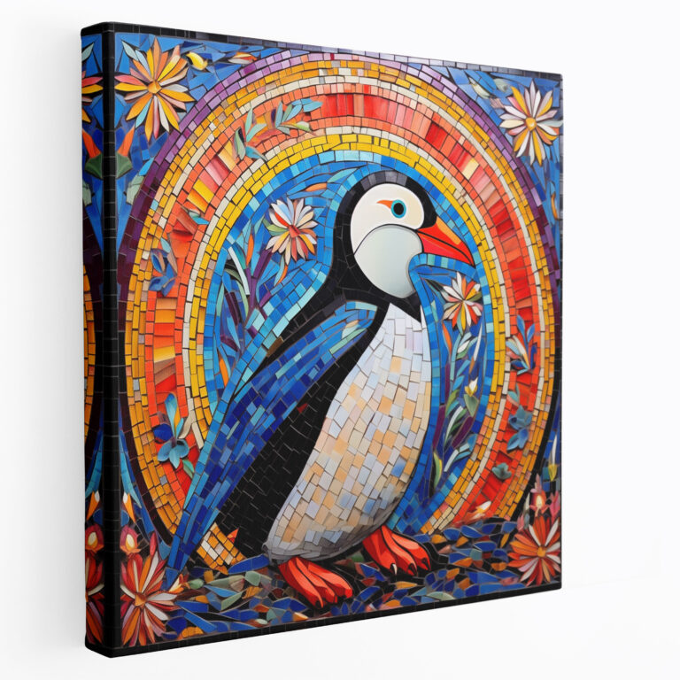 Penguin Mosaic Wall Art - Colorful Tile Masterpiece - Penguin, Canvas Wall Art, Intricate Artwork, Penguin