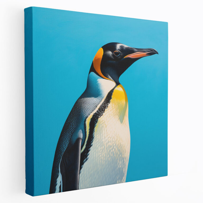 Majestic Emperor Penguin Canvas Wall Art - Penguin, Penguin, Vibrant Blue, Captivating