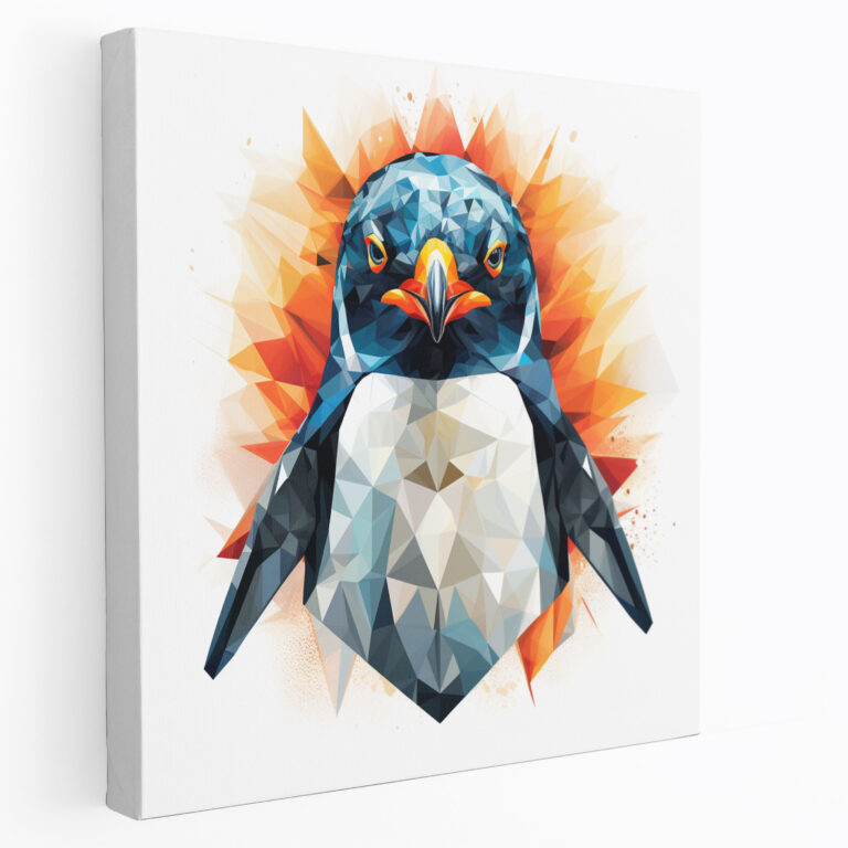 Geometric Penguin Canvas Wall Art - Penguin, Penguin, Eye-Catching, Wall Art