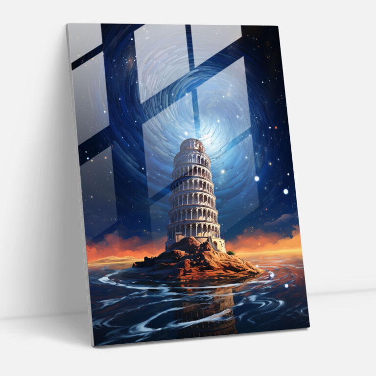 Leaning Tower Of Pisa Wall Decoration - Leaning Tower Of Pisa, Surreal Depiction, Glass Wall Art, Home Decoration