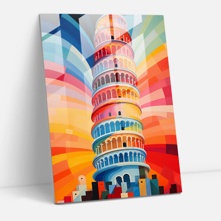 Leaning Tower Of Pisa Modern Art - Leaning Tower Of Pisa, Leaning Tower Of Pisa, Geometric Abstract Artwork, Glass Print