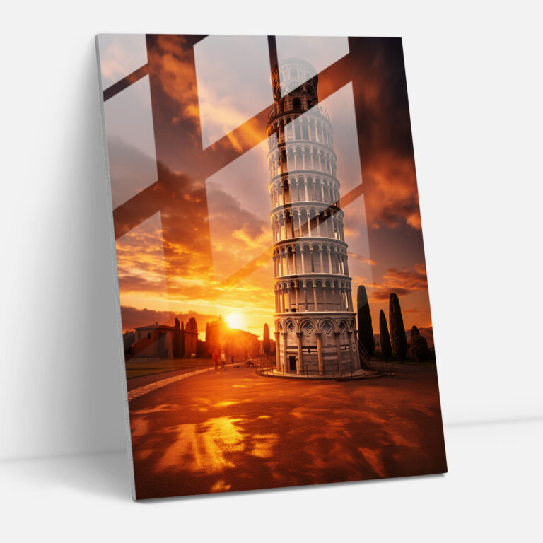 Leaning Tower Of Pisa Glass Art - Leaning Tower Of Pisa, Home Decoration, Glass Print, Realistic Photography