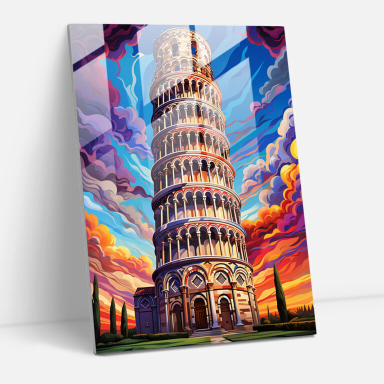 Leaning Tower Of Pisa Stained Glass Wall Art - Leaning Tower Of Pisa, Intricate Patterns, Wall Decoration, Home Decoration
