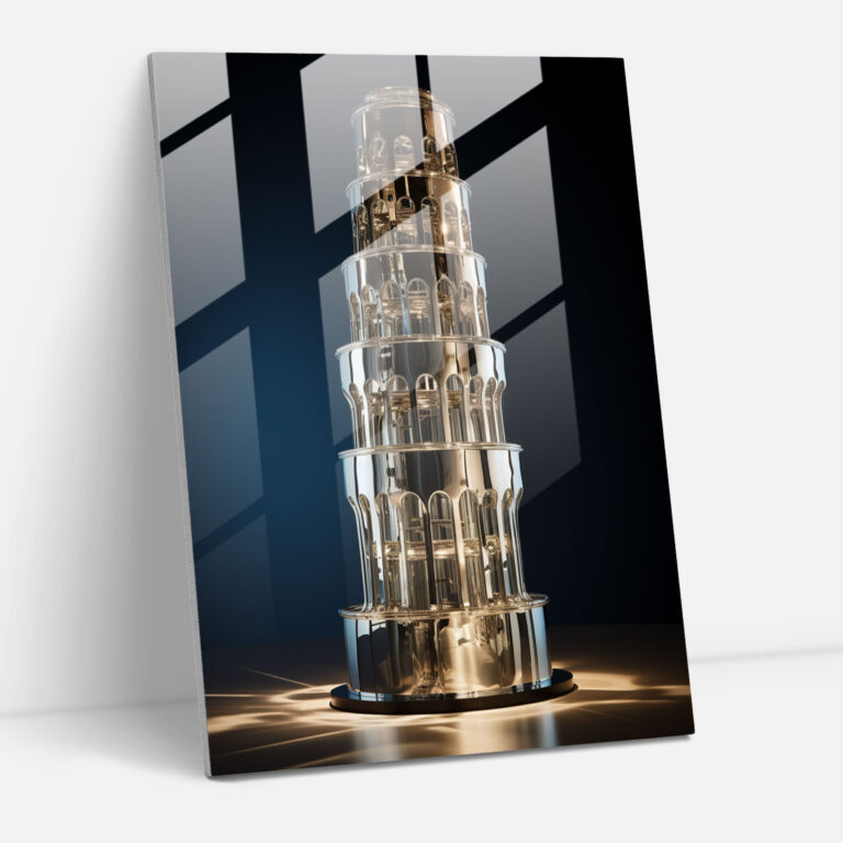 Leaning Tower Of Pisa Futuristic Glass Art - Leaning Tower Of Pisa, Futuristic Glass Art, Glass Wall Art, Leaning Tower Of Pisa